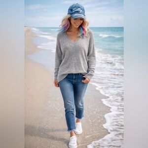 Apt. 9 Lightweight Textured Knit V-Neck Sweater in Heather Gray ~ Size XL ~ NWOT